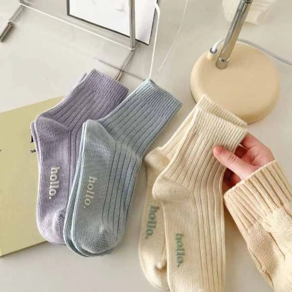 

10Pairs Soft Candy Color Mid-calf Socks Breathable Simple Mid Tube Socks Female Hosiery Sweet Socks Women Girl