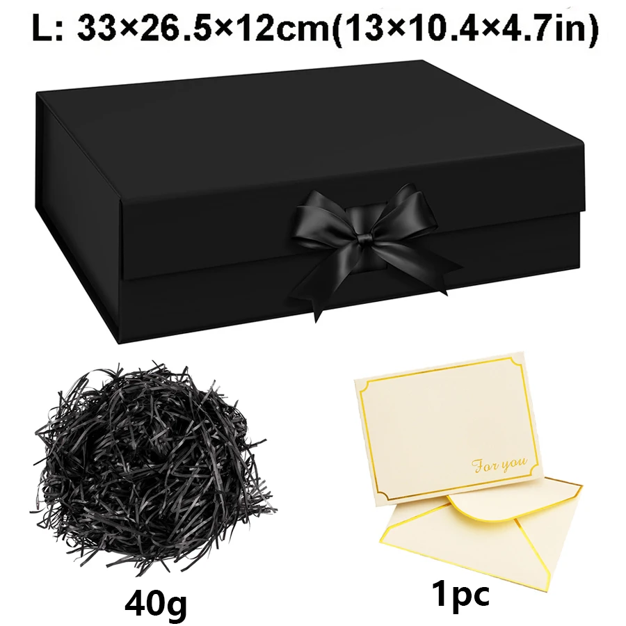 Rosa/schwarze Geschenkbox mit Magnetverschluss und Bastgoldumschlägen, Hochzeit, Geburtstag, Schmuck, Verpackung für besondere Anlässe JXB