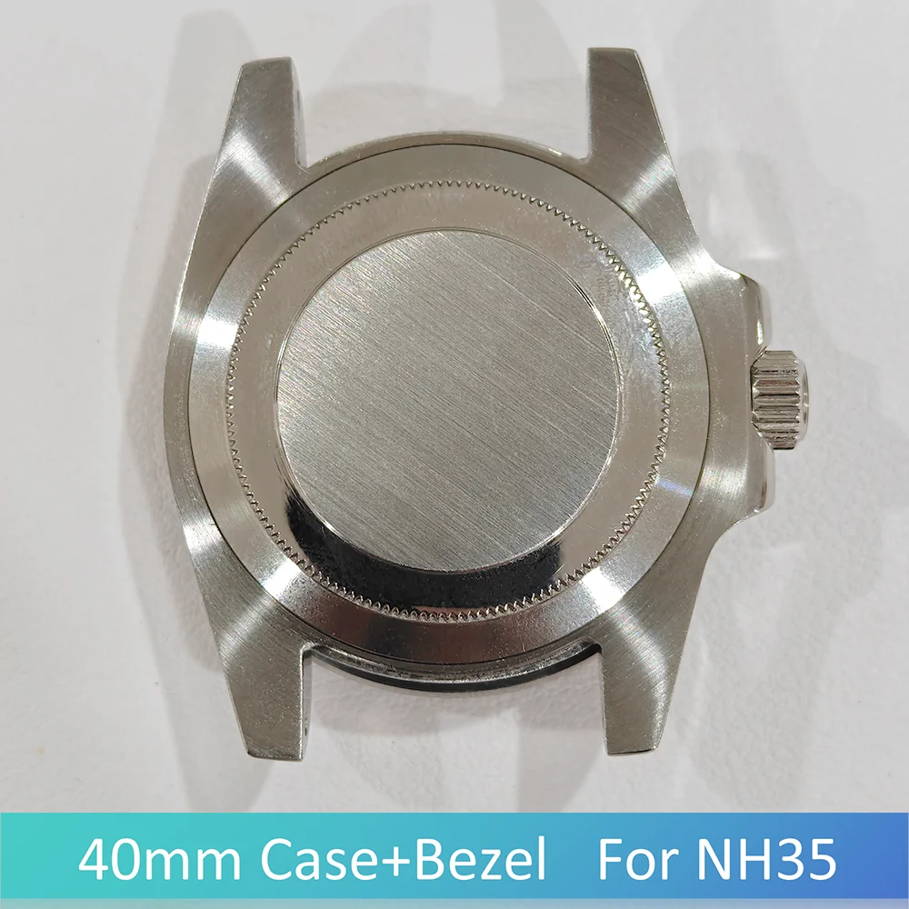 Per NH35 Cassa 40MM Vetro zaffiro piatto Acciaio inossidabile 316L Fondo sigillato Orologio automatico Materiale metallico Accessori per orologi