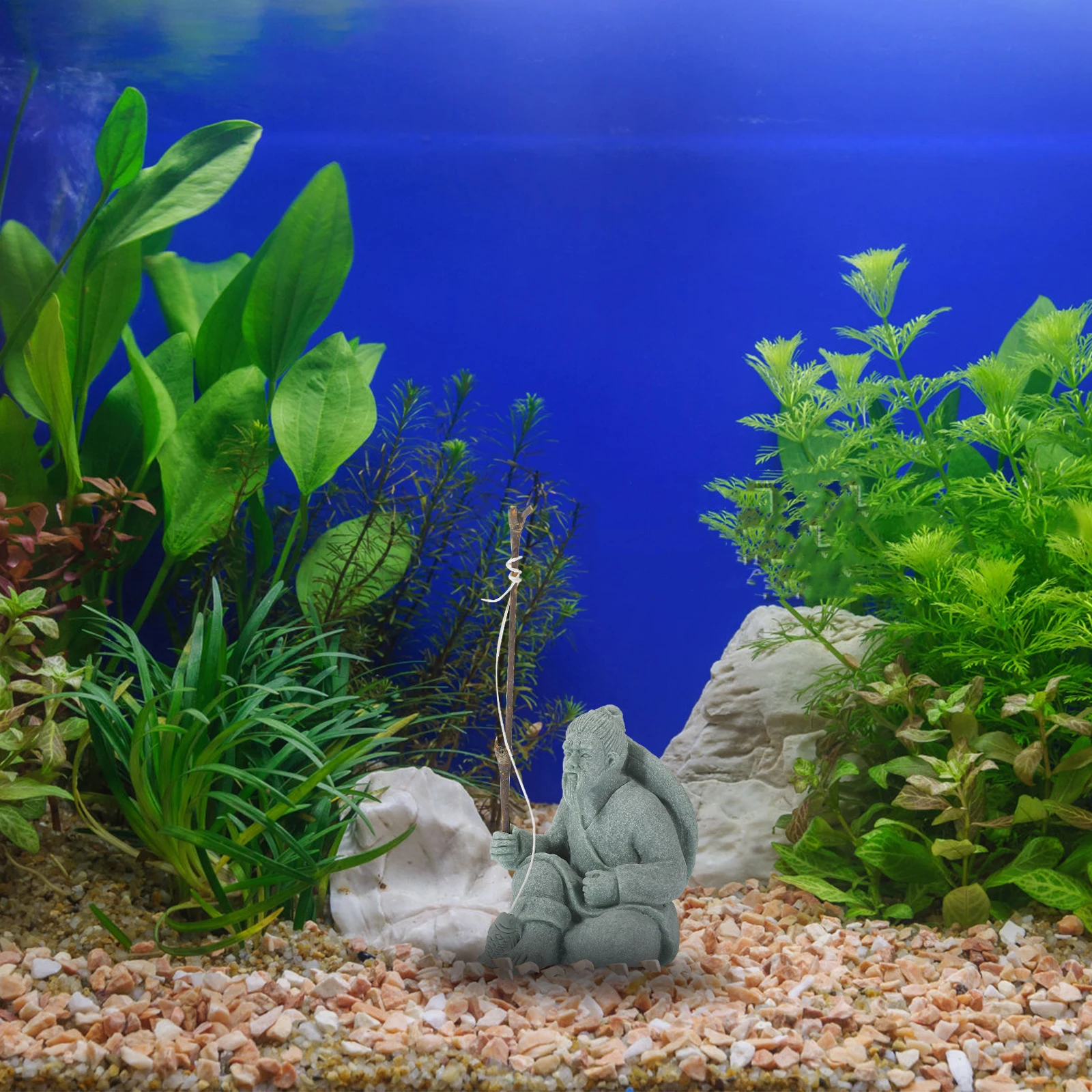 

Jiang Taigong Fishing Statue Fish Tank Ornament Miniature Fine Crafted Sculpture Aquarium Supply Home Decoration Micro Landscape