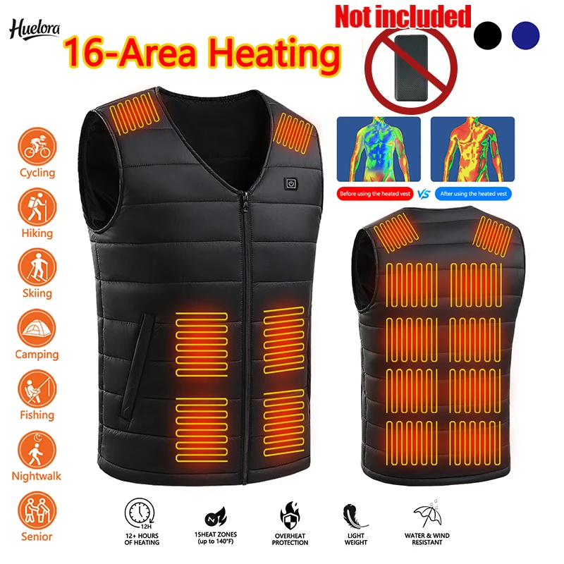 

16 Areas Heated Vest Heating Men Warm Waistcoat Women Heat Jacket Winter Constant Heating Vest (Not Included The Power Bank)