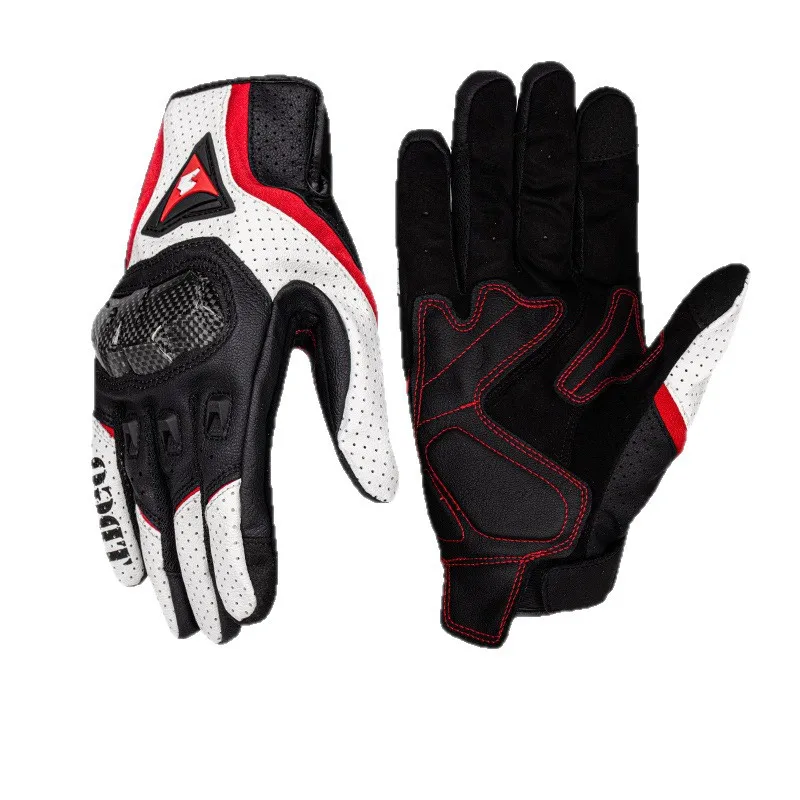 قفازات من ألياف الكربون للدراجات النارية تعمل باللمس، معدات حماية قابلة للتنفس للرجال والنساء مناسبة لجميع المواسم #5