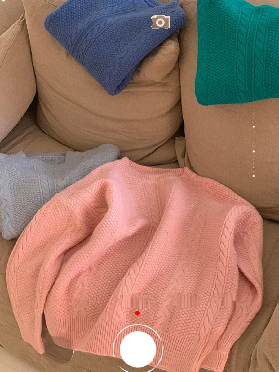 

Мягкий вязаный свитер Thiened свободного кроя с узором «косы» и крупными вязаными элементами, базовый повседневный вариант, цветной, для работы и отдыха