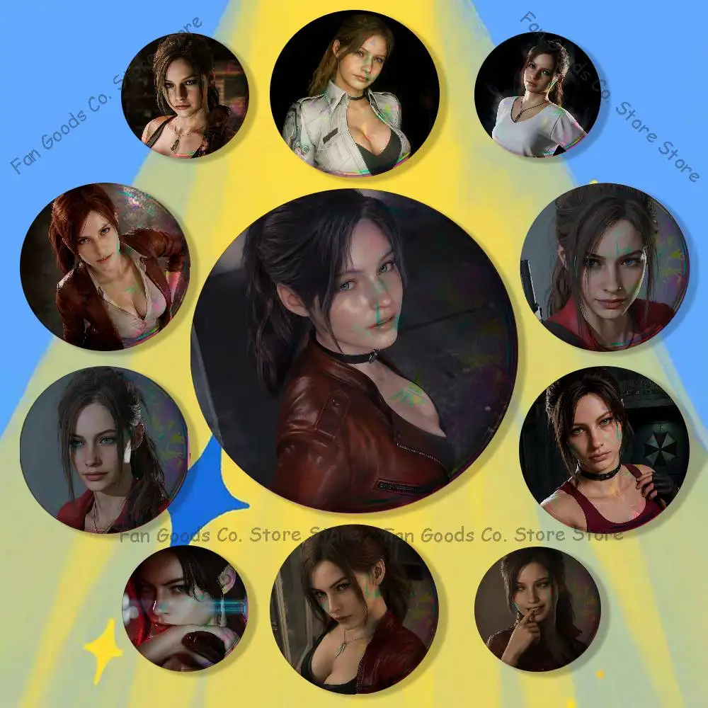 R-Resident Evil Claire Redfield Badges Creative Tinplate Button Pins Brooch Creative Quotes Badge Clothes Backpack Jewelry Gift