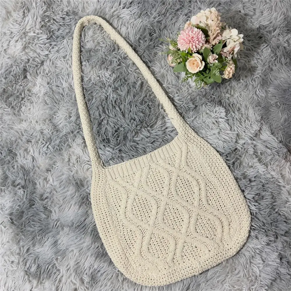 Fashion Women Hollow Woven Shoulder Bags Large Capacity Crochet Hobo Bag Knitting Handbags Female Tote Bag Shopping Bag