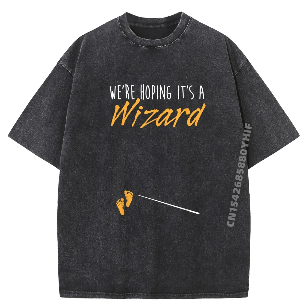 

We Re Hoping It A Wizard Shirt Pregnancy Announcement Men Clothing Graphic Shirt Men Classic Washed Clothes