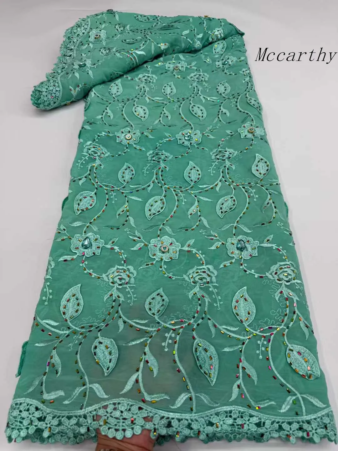 

2026 High Quality African Water Soluble Lace Fabric Nigerian Stones Guipure Cord Lace for Women Wedding Dresses Sew Material