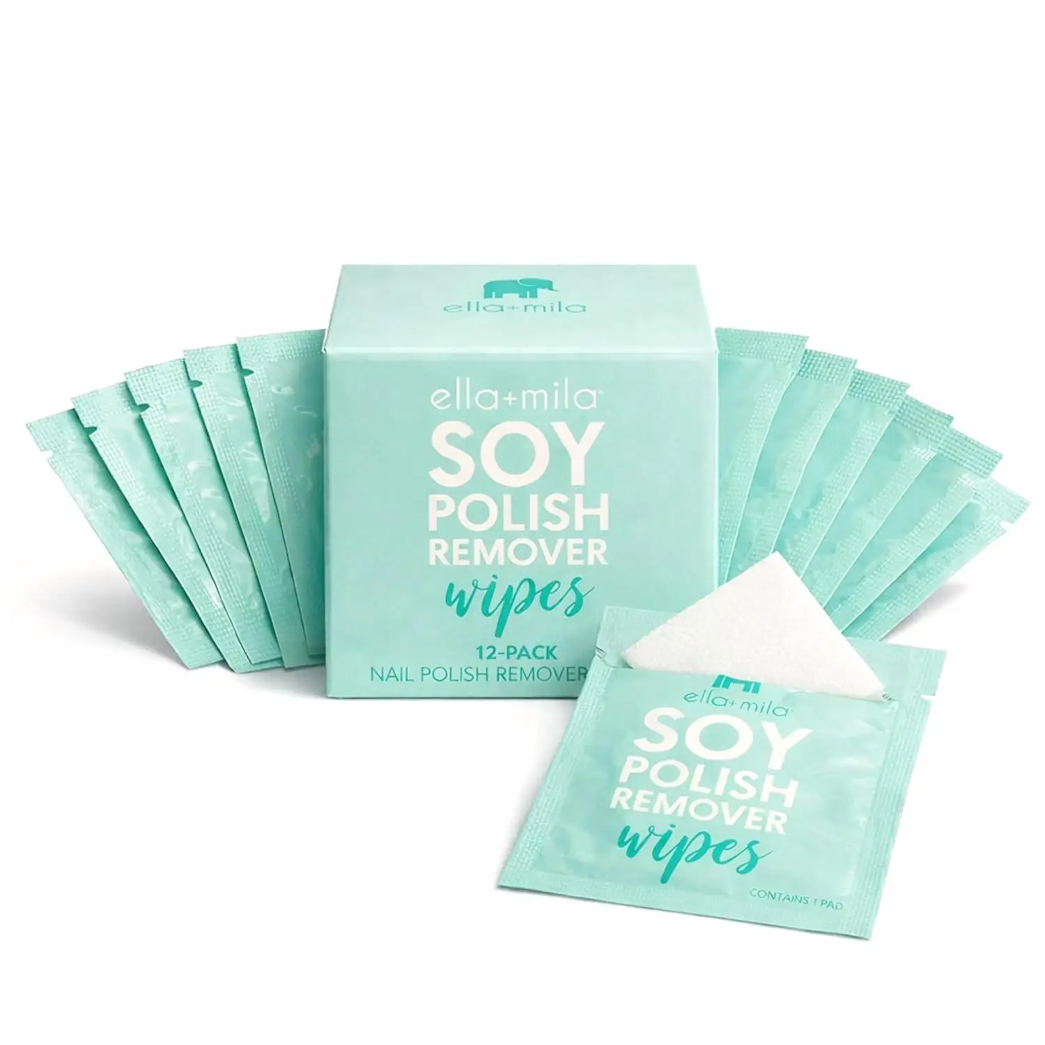 Non-Acetone Nail Polish Remover Wipes - Travel Size, Individually Wrapped, Lint Free, Enriched with Vitamins (12 Pack)