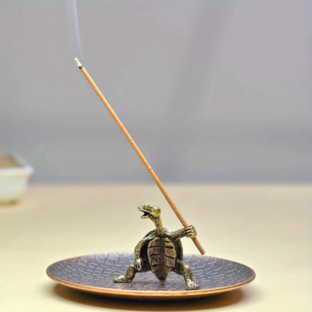 Krieger-Schildkröten-Räucherstäbchenhalter |   Mittelalterliche Schlachtszene Metall-Räuchergefäß |   Wohndekor Einzigartiges Handwerkskunst-Geschenk für Büro und Meditation