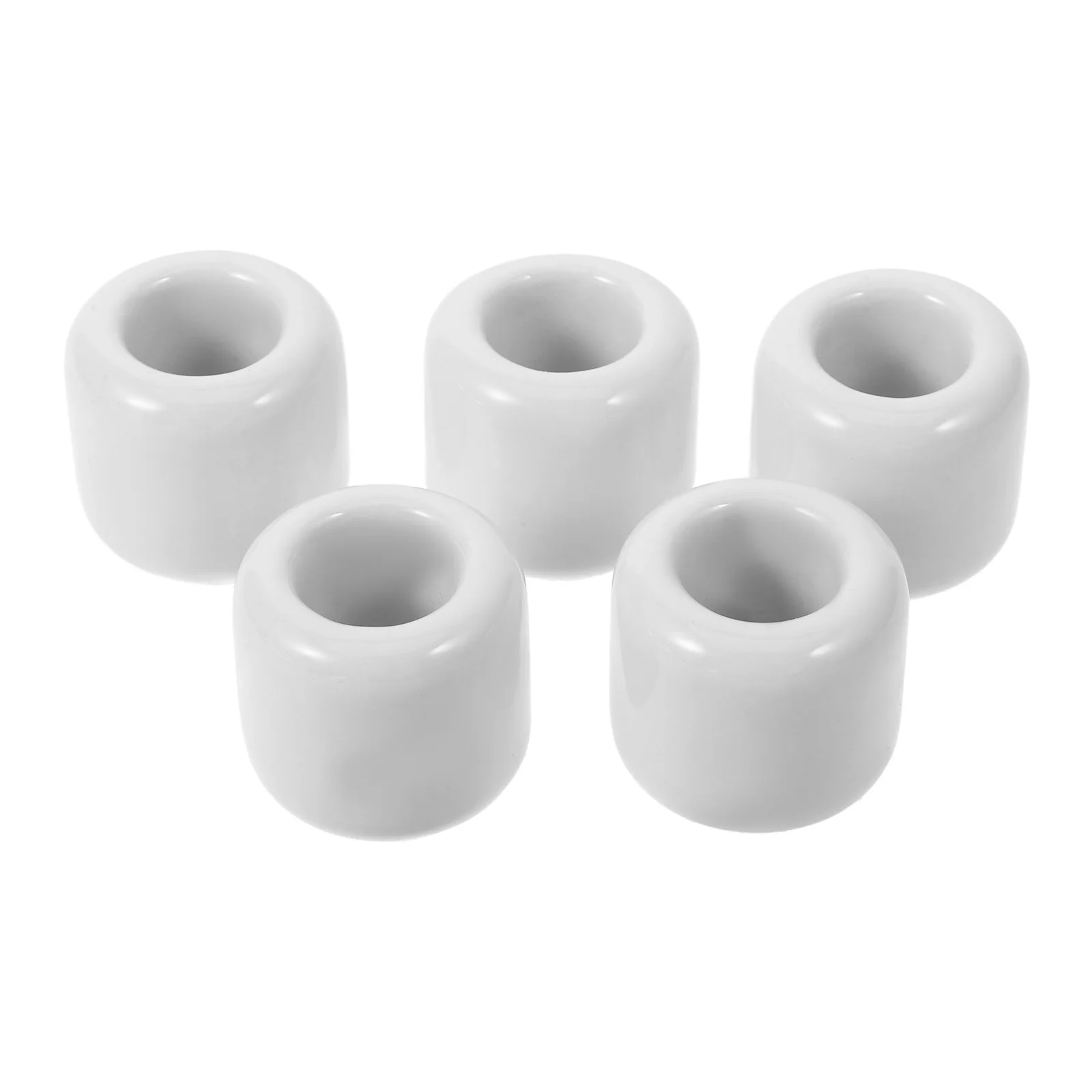 

5Pcs Small Ceramic Chime Holder Round Shape Cup Candlelight Dinner Decor Round Candlestick Holders