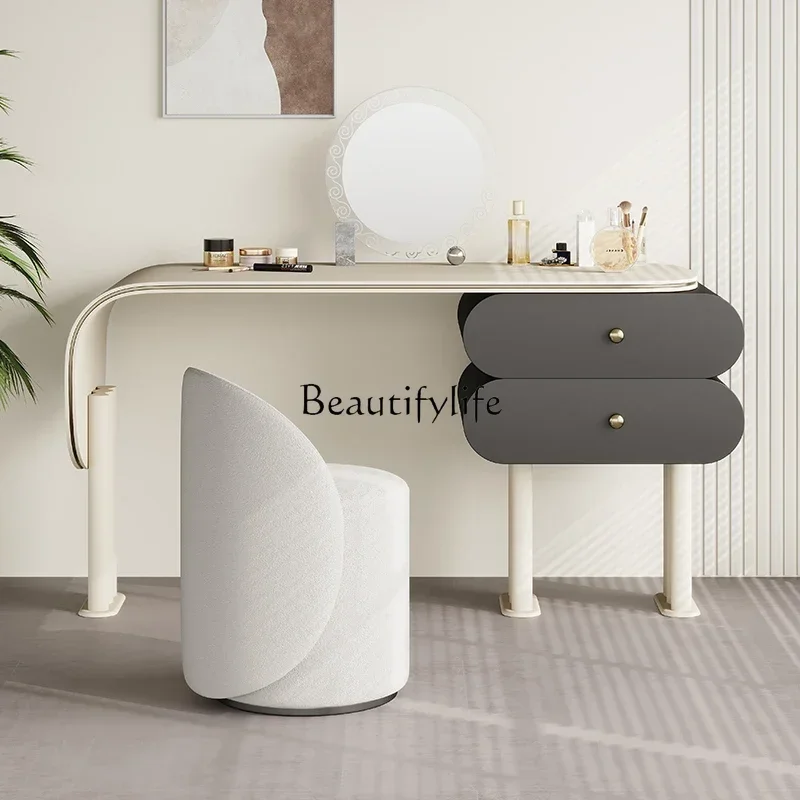 

Cream Style Minimalist Light Luxury Dressing Table Bedroom Storage Cabinet Simple Modern Book Makeup Desk Set One