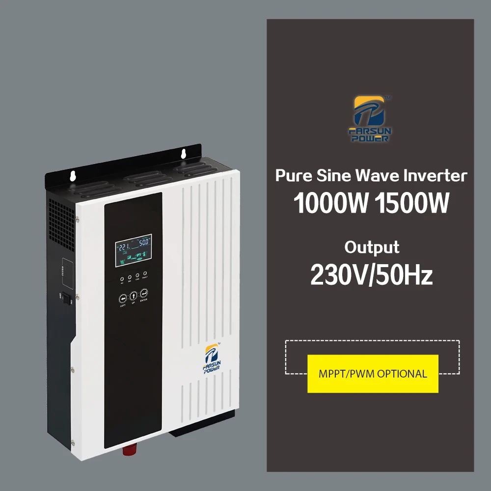 

1000W Pure Sine Wave Solar Inverter Built-in MPPT Or PWM Solar Charge Controller Optional 230V 50-60Hz AC Charger For Home Use