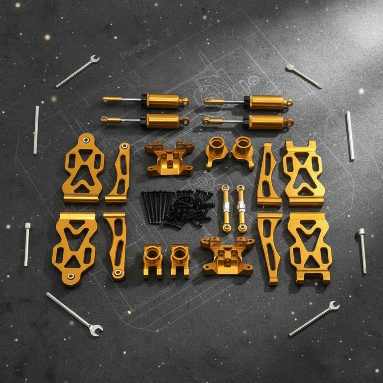 

20 Pieces 1/16 Scale Metal Modification Kit Easy to Install 1/16 Scale Shock System Kit RC Car Control Limb Set Long-Lasting