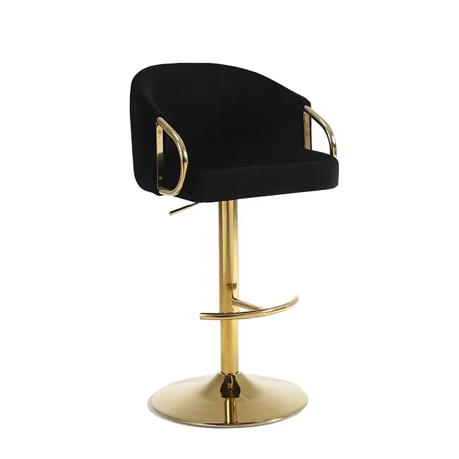 

Luxury Modern Upholstered Velvet Fabric Golden Metal High Counter Lift Chair Swivel Bar Chair for Dining Room Kitchen
