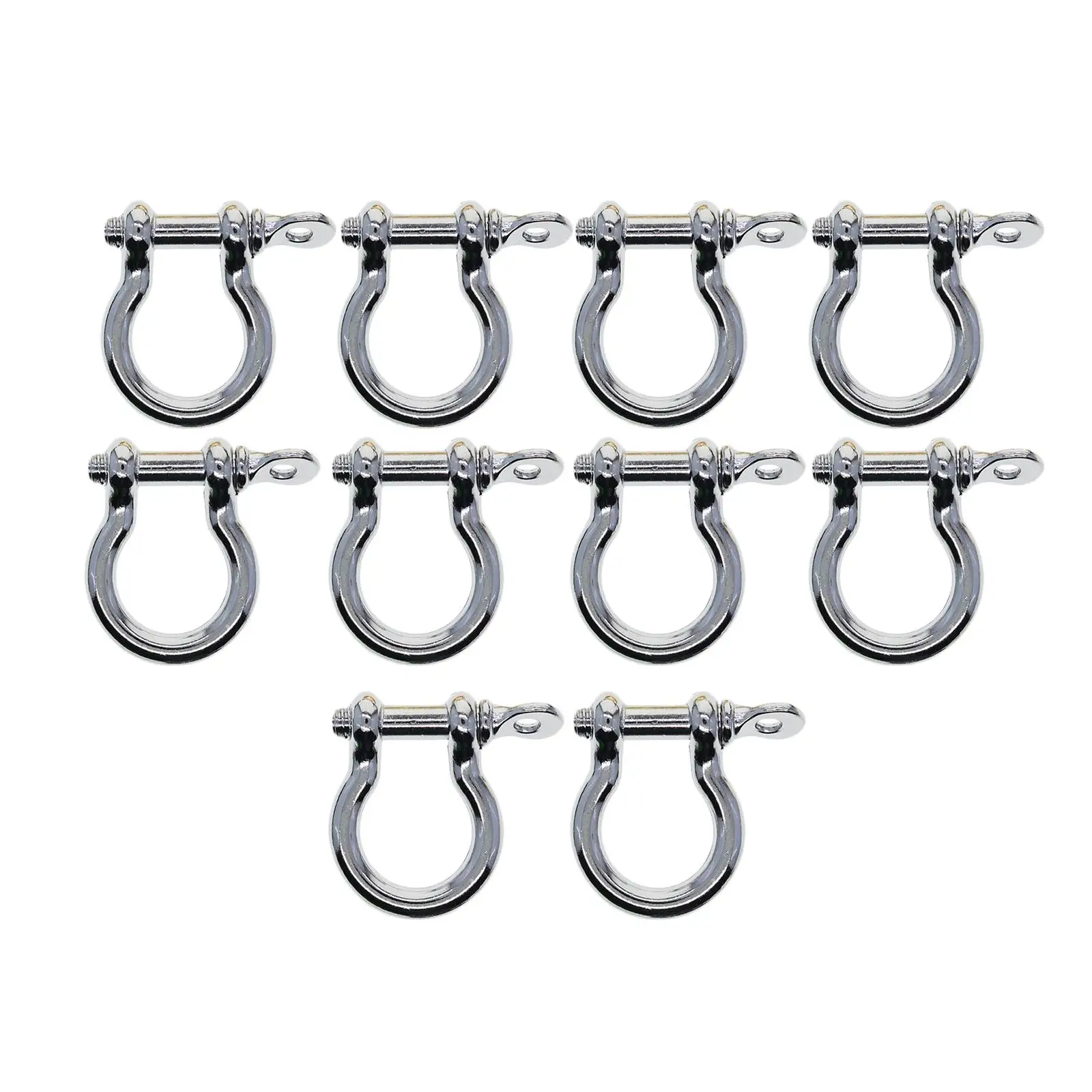 Boucles en fer à cheval en métal, chaîne de clé, cerceau en métal, anneaux en D de verrouillage, manille d'arc pour sacs à dos, sangles de sac à main, PmotCraft, 10 pièces