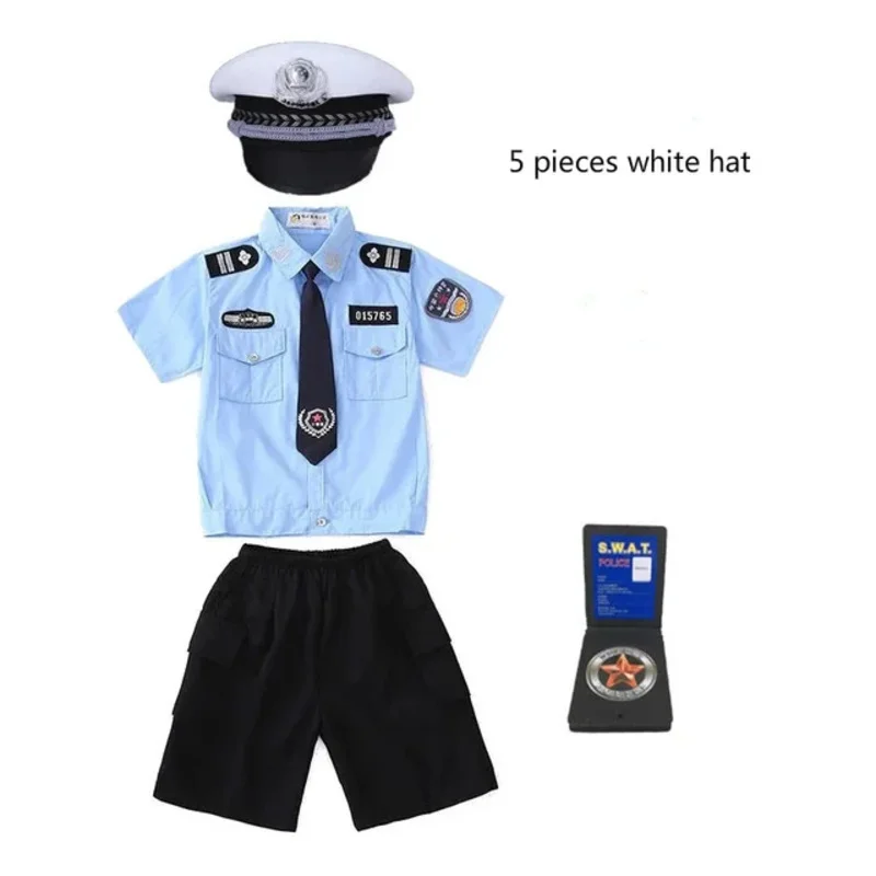 New Kids Child Cop Police Officer Uniform Halloween Police Costume Boys Girls Policeman Cosplay Police Suit With Handcuffs