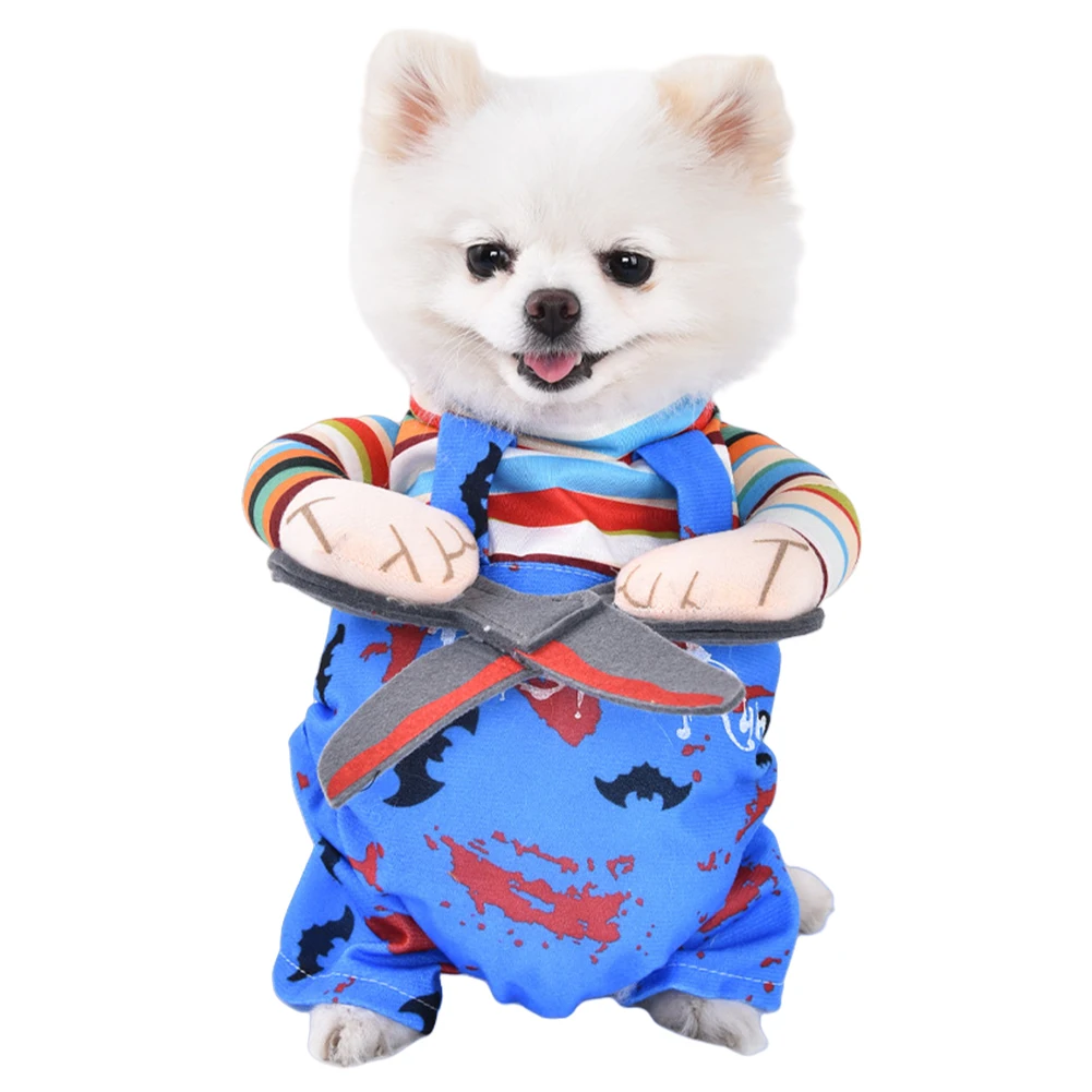 Kostum anjing Halloween, kostum Cosplay berdandan, kostum Chihuahua Bulldog, Overall, pakaian baru untuk anjing kecil sedang