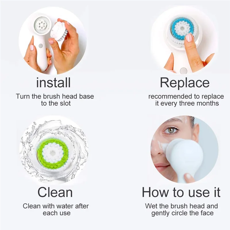 A23F-Replacement Facial Brush Head Set For Clarisonic Mia 1, Mia 2, Mia Fit, Alpha Fit, Smart Profile Uplift - 4 Units