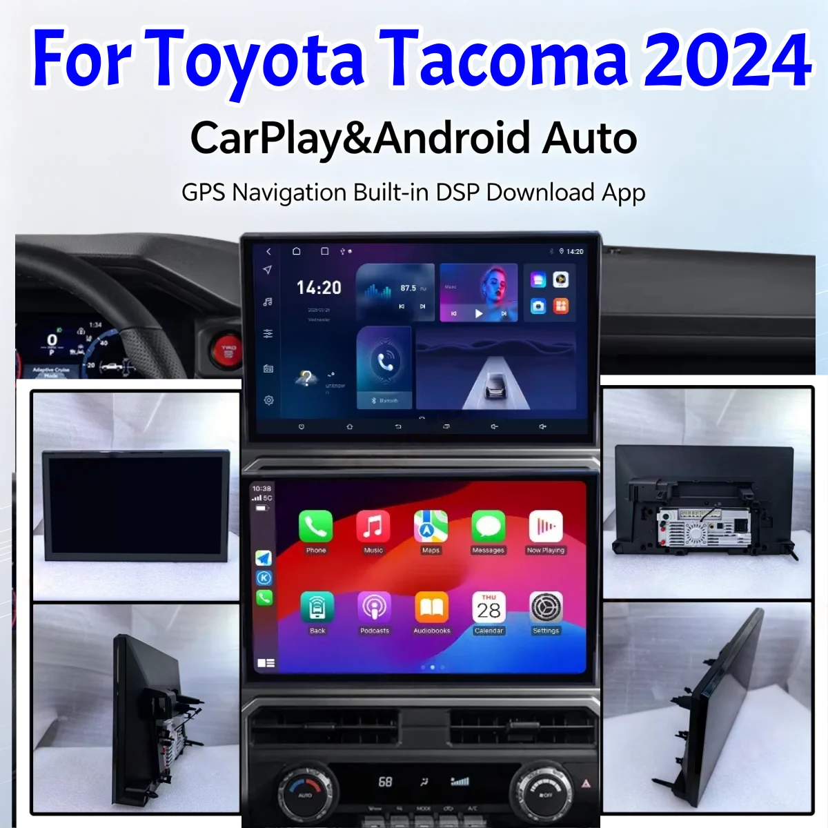 

14,6-дюймовый автомобильный мультимедийный проигрыватель Android 14 с GPS-навигацией и радио для TOYOTA TACOMA 2024