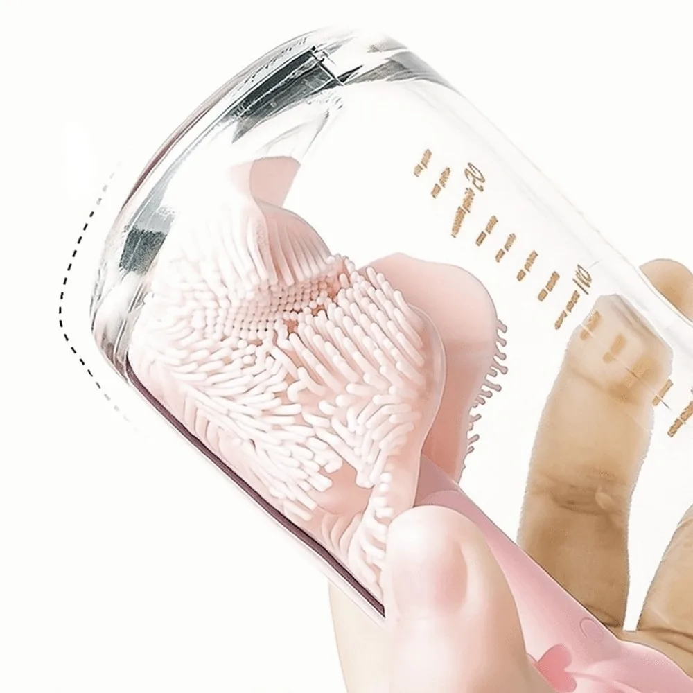 

6pcs/set Multi-functional Milk Bottle Cleaning Brush Set Eyedropper Brush Anti-lost Baby Nipple Brush Kit Storage Drain Rack