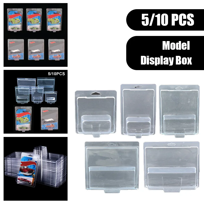 5/10Pcs Car Toy Transparent Display Case Hotwheels Protective Shell Boulevard Transport fleet Model Card Board Collect Protect