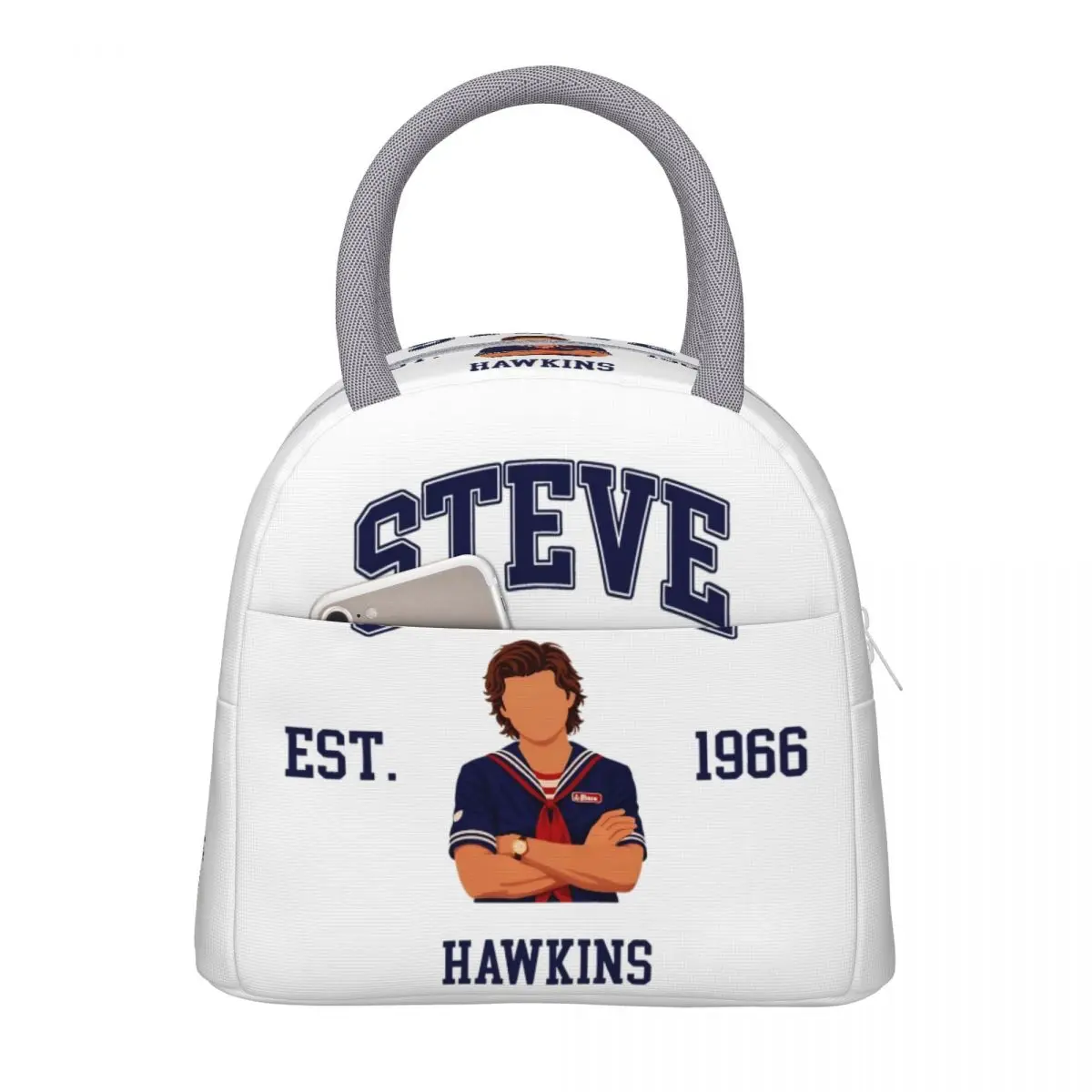 صناديق الغداء هوكينز ستيف شخصيات Est 1966 8 اكسسوارات تخزين عبوة طعام Harajuku الحرارية برودة علب الاغذية للمدرسة #2