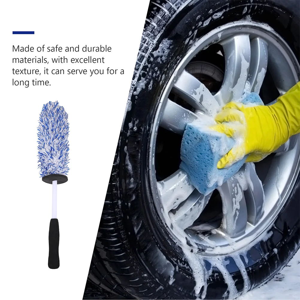 2 Pcs Hub Brush Car Wheel Cleaning Care Long Handle Accessory Small Corner Wool-like Fiber