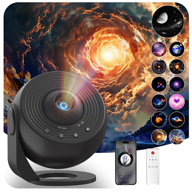 

Проектор Black Galaxy Star Pro с таймером White Noise 360° ° Вращающийся пульт дистанционного управления для детей и взрослых, декор на Хэллоуин