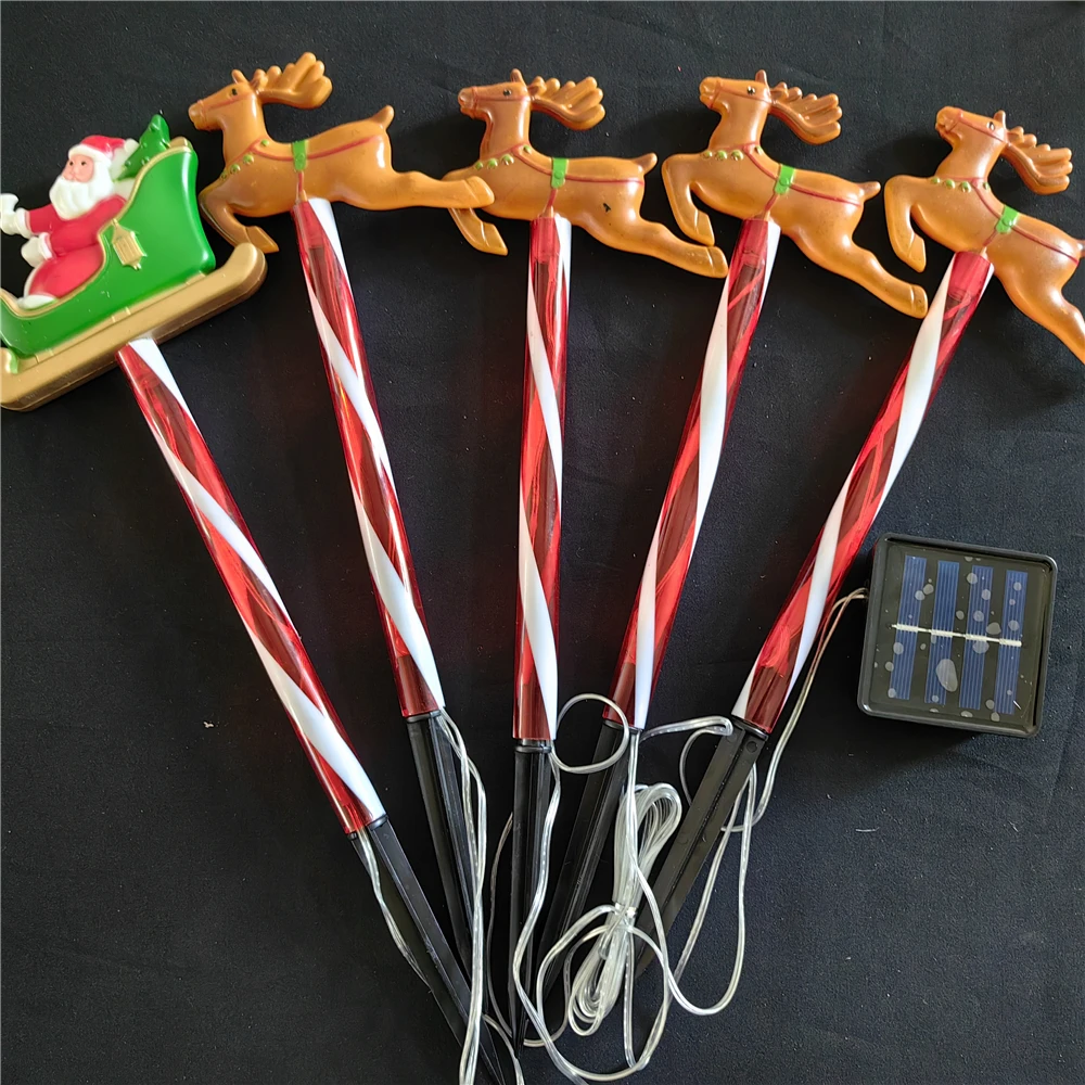 2024 Solar LED Christmas Lights Set Santa Reindeer Design for Outdoor Patio Garden Lawn Decor Holiday Lights Waterproof 136