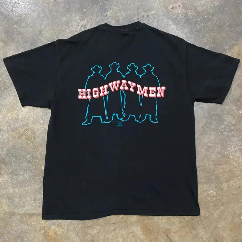 Camiseta negra de algodón de tamaño completo The Highwaymen Music For Lovers