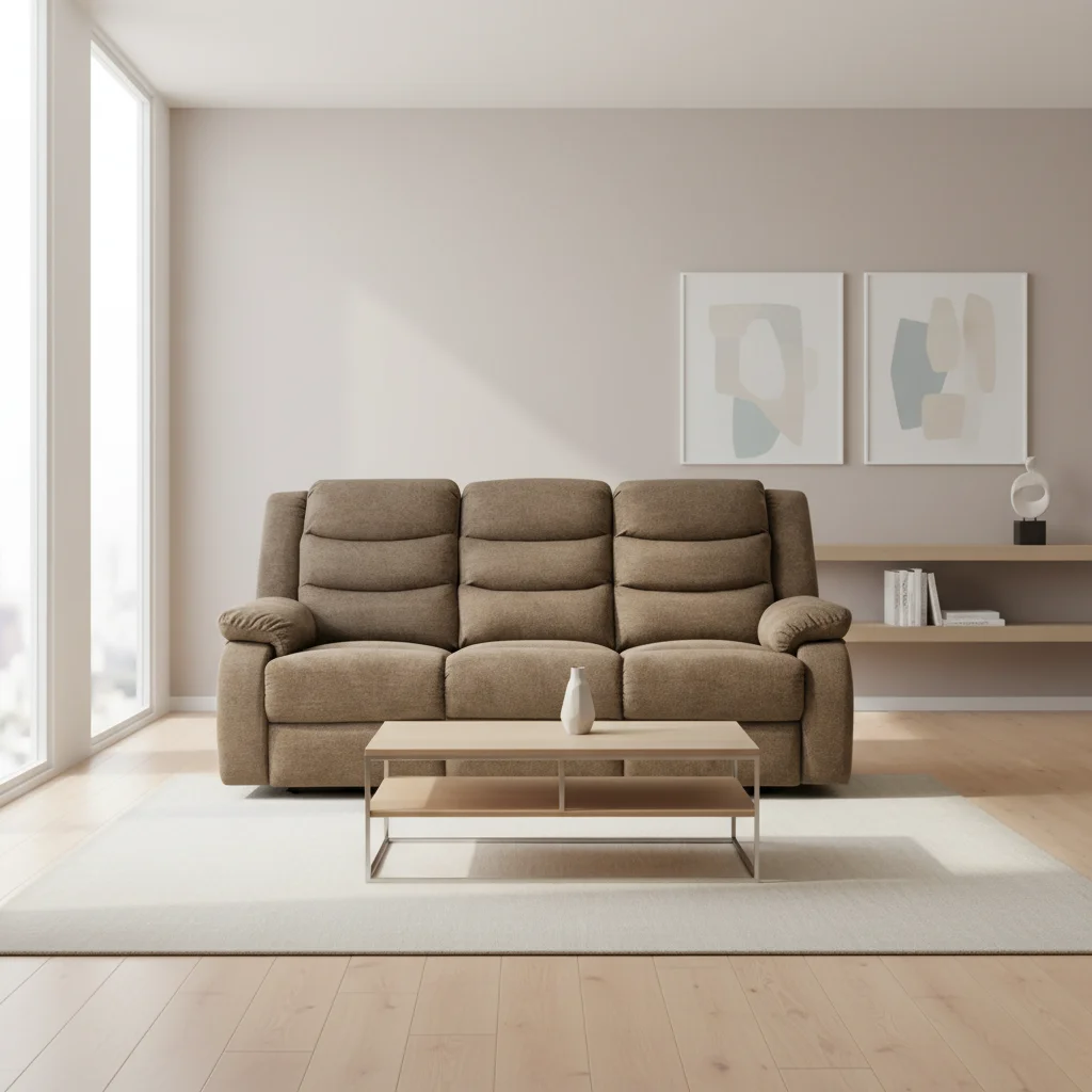 Nisco Factory Direct Sales Wholesale Modern Three Seat Adjustable Electric Sofa Wing Back Padded Arms Steel Frame Home Furniture