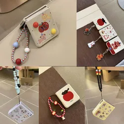 Cute cartoon pendant short rope bracelet PC Case For Xiaomi Mix Flip Case Z Flip6 Cover Z Flip5 Z Flip4 Z Flip3 N3Flip P50pocket