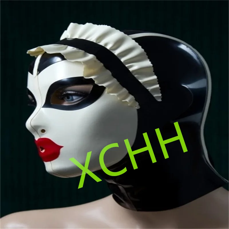 

Handmade Latex Hood Rubber Mask Maid Cosplay Back Zip Sexy Fetish Headgear Customize Halloween Cosplay Costume