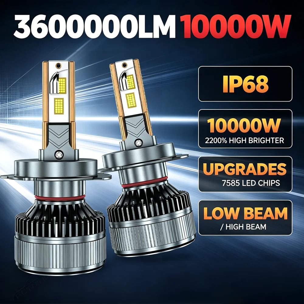 

LED Headlight Bulbs 10000W 3600000LM H4 H7 Super Bright 6 Copper Tube H1 H4 H11 9005 9006 LED Car Headlight Bulb 6000K 12V
