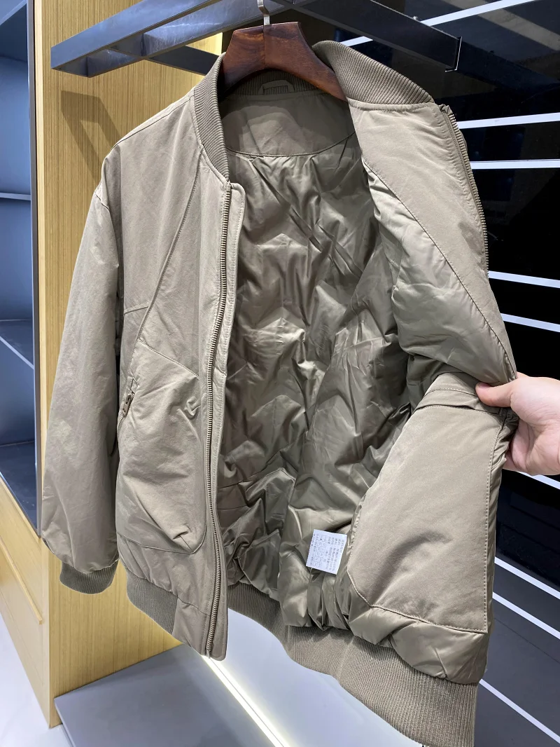 

Classic Retro MA Men's Faionable Baseball Collar Pilot down Jaet 85 Du down Warm Windproof Polyester Fiber Zipper Sle