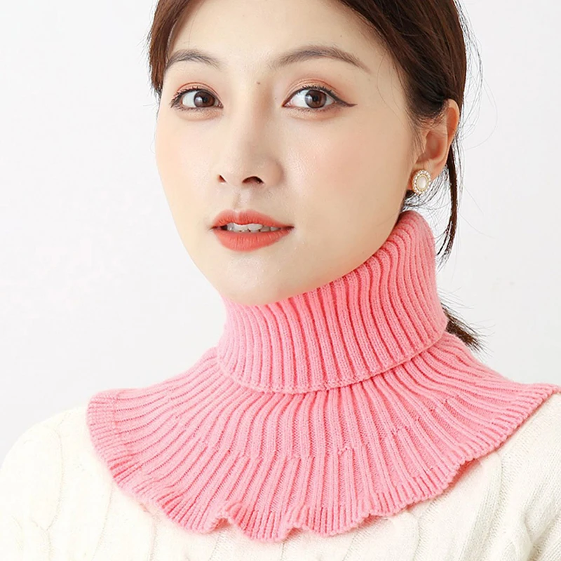 Women Knitted Fake Collar Scarf Warm Turtleneck Neck Warmer Detachable Winter Windproof False Scarf