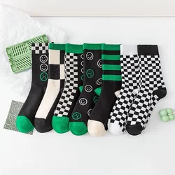 Crazy Set Cartoon Custom Black Green Checkered Funny Skateboard Sports Cotton Socks Winter Autumn New Socks for Man Woman