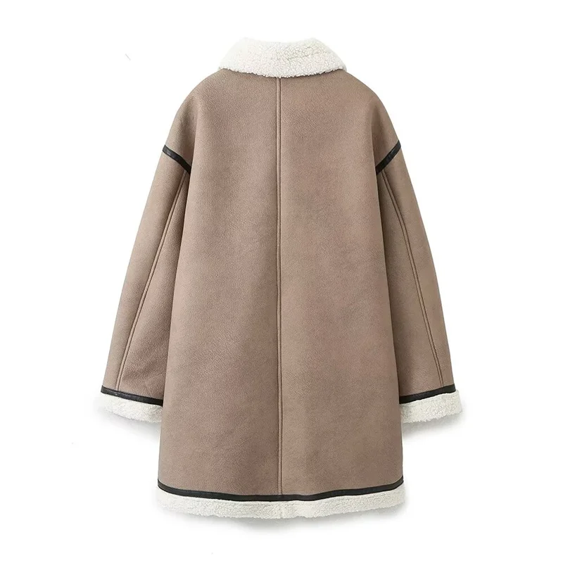 KEYANKETIAN Winter New Women's Double Faced Fur Fleece Long Coat Unisex style Thick Thick Warm  Artificial Leather Outerwear Top