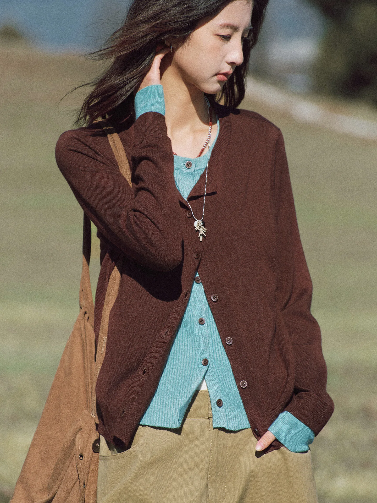 

Женский вязаный кардиган Octopusme Spring Dopane с эффектом двухслойности, универсальный, с длинным рукавом, свободного кроя, модный, для повседневной носки