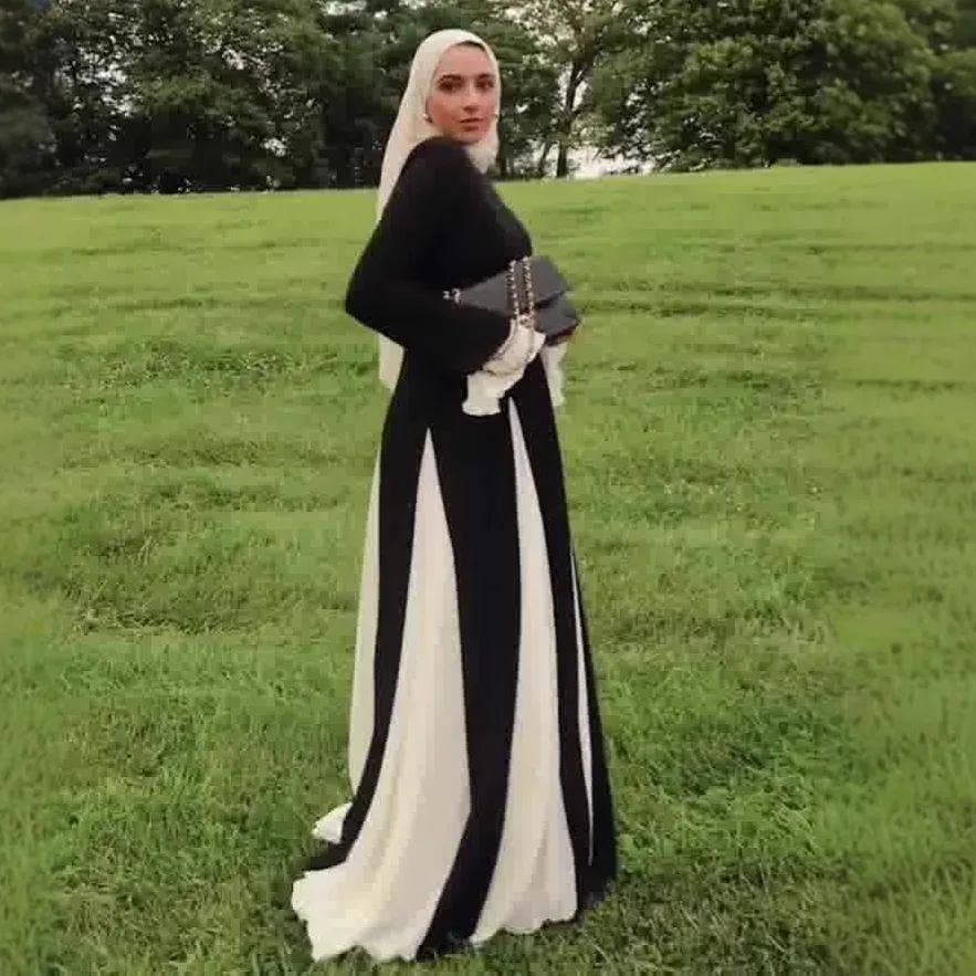 Ramadan Morocco Dubai Abayas for Women Modest Maxi Dress Patchwork Kaftan Islam Eid Muslim Vestidos Arab Long Robe Jalabiya