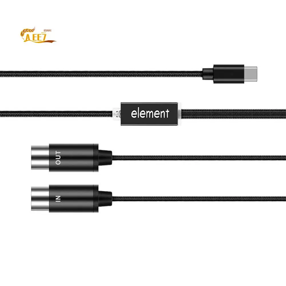 AEE7-MIDI To USB C Type C Cable USB MIDI Converter With Indicator Light For Electronic Organ Computer