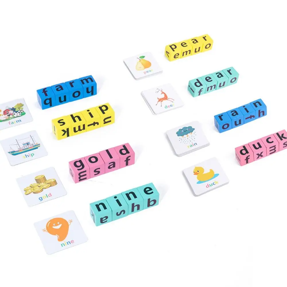 Flashcards Houten Flash-kaarten Letter Leren Letter Spellingblok Alfabet Spellingspel Engelse woorden Kaartpuzzelspel