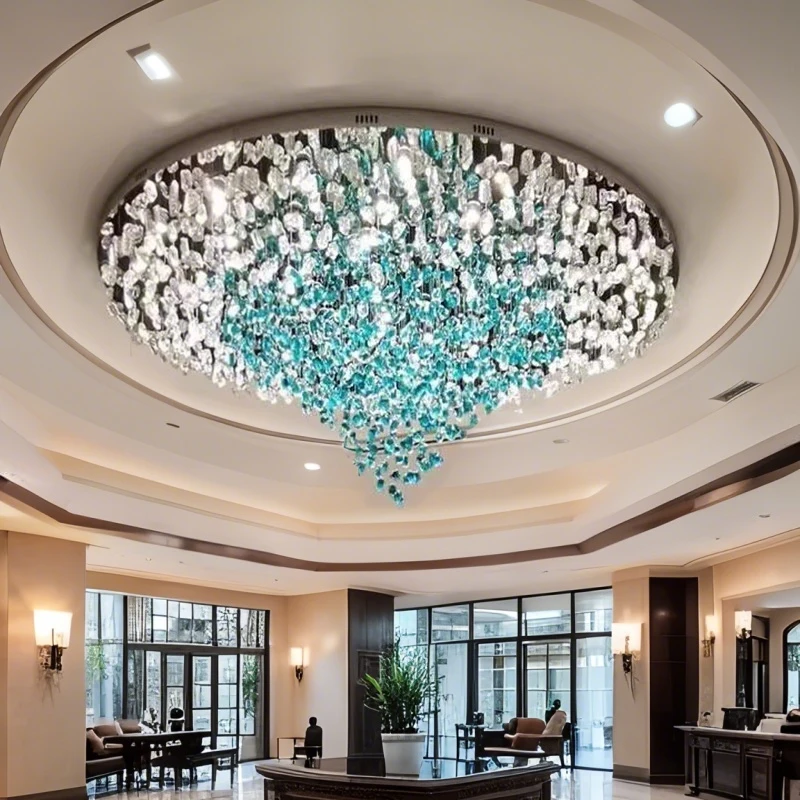 

Modern Led Chandelier Hall Hotel Lobby Luxury Hanging Lamp Customable Glass Pendant Chandelier Villa High Ceiling Pendant Light