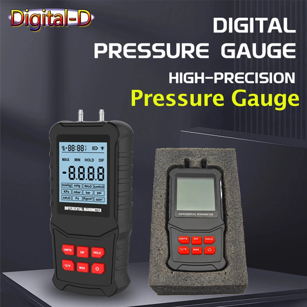 Digital Manometer Air Pressure Meter K20 Differential Gauge Kit tools Natural Gas Pressure Meter Negative pressure Gauge