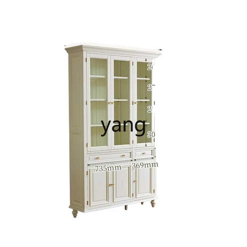 

LMM all solid wood three doors four bookcases French light luxury high-grade all log rural study furniture