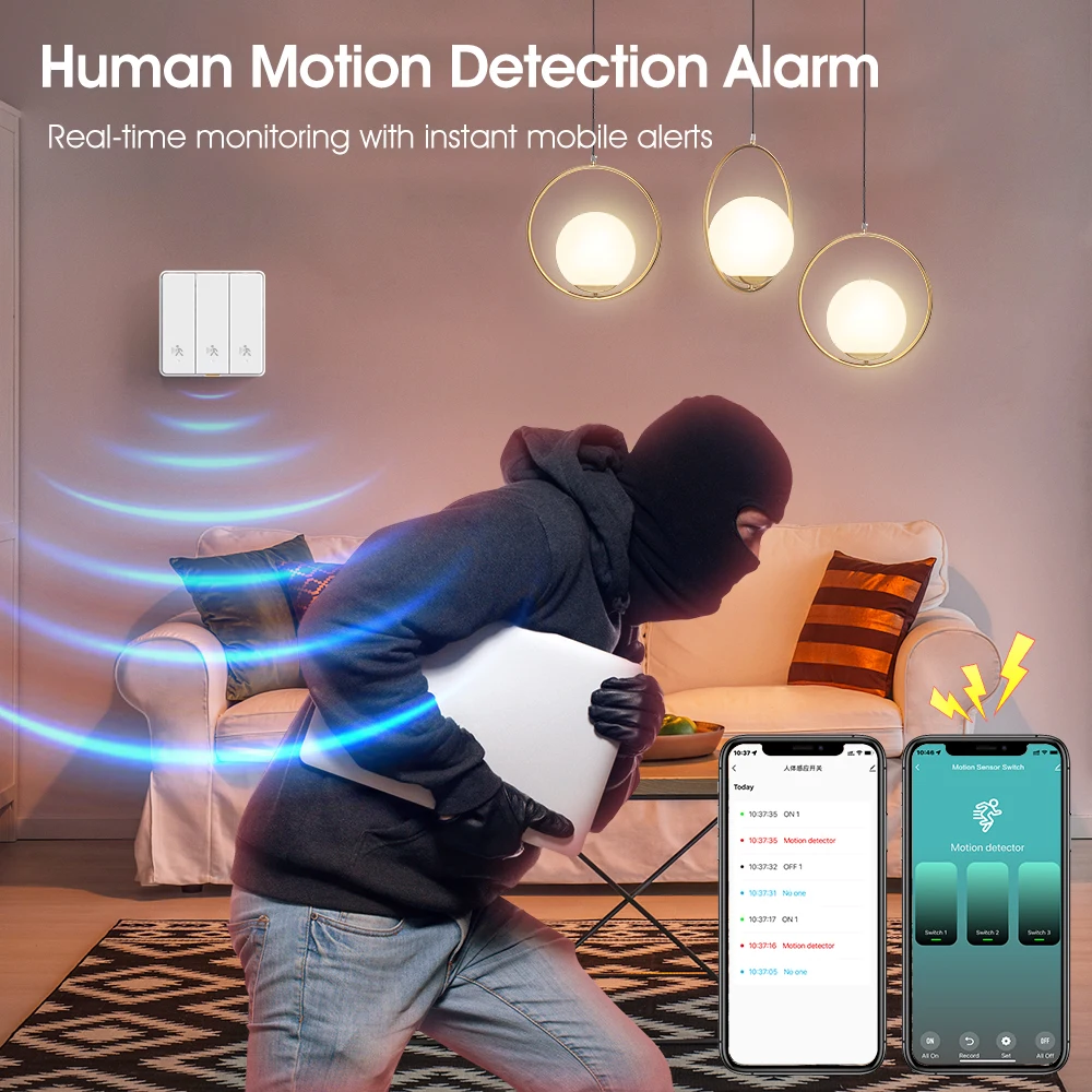 Tuya Smart 3.0 Wall Button Radar Switch Single Live Wire/Neutral Live Wire Smart Life APP Remote Control Timer Function