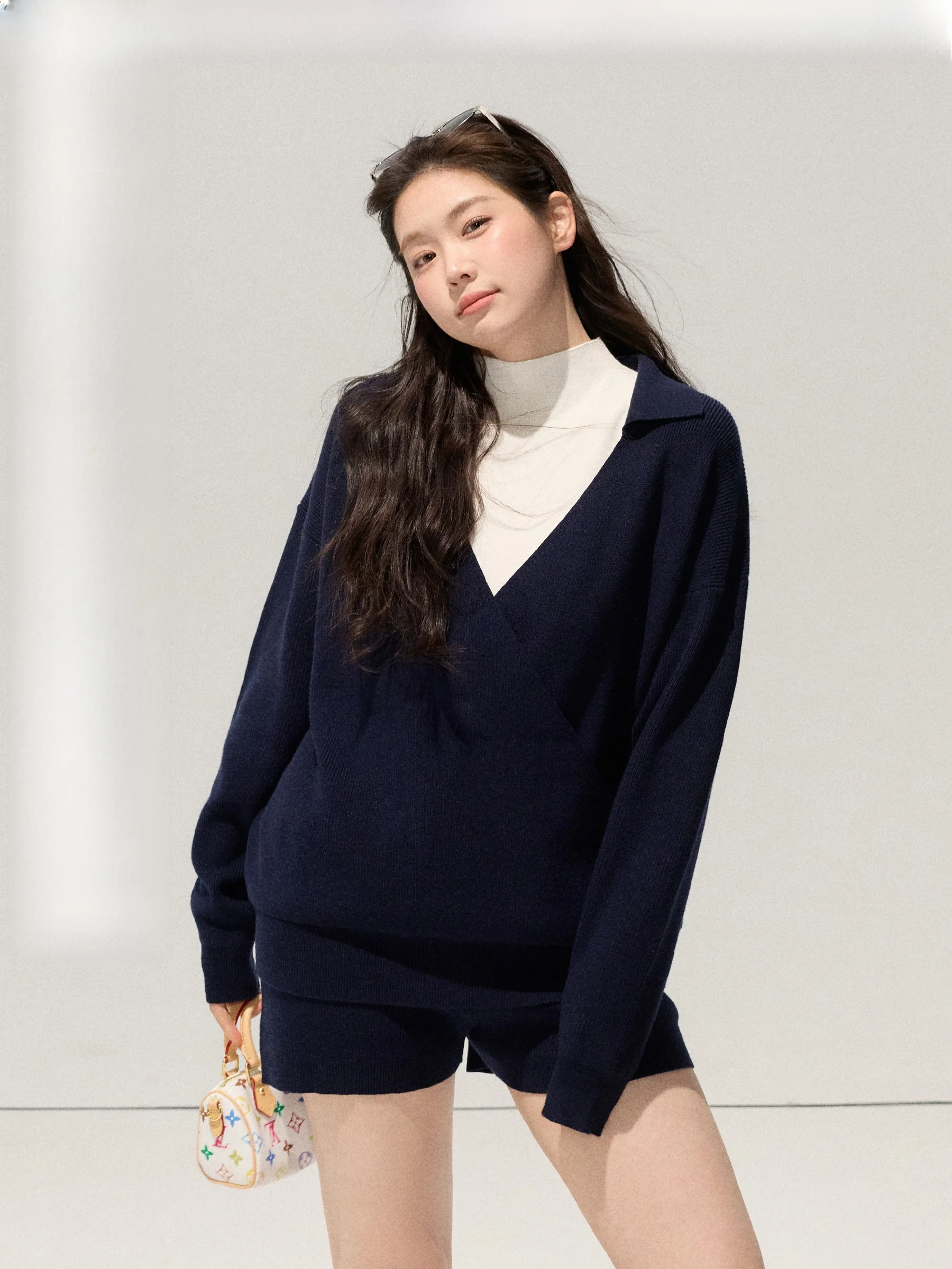 

Jiulu Studio Lazy plus Size Women's Faion Set V-ne Sweater orts Vest Large Size Spring Commute Sle Pure Color