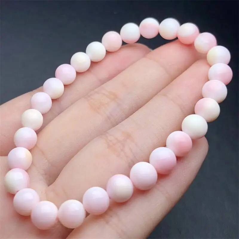 6.5MM Natural Aliger Gigas Shell Bracelet For Women Men Love Gift Crystal Beads Strands Jewelry Gift 1PCS