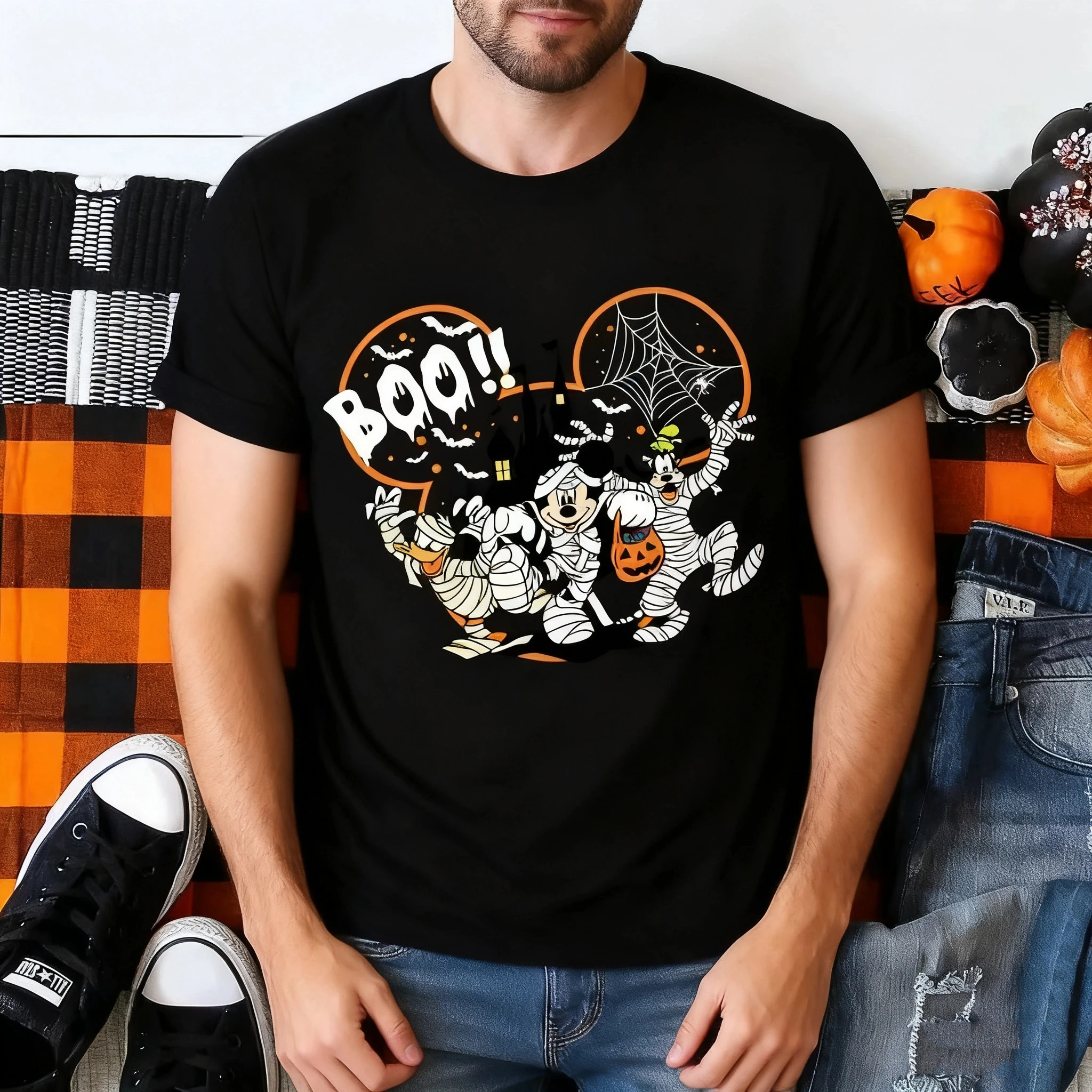 

Disney Christmas Element Men's T-shirt, Pure Cotton Soft, High-quality Short-sleeved, Casual and Versatile Men's Wear