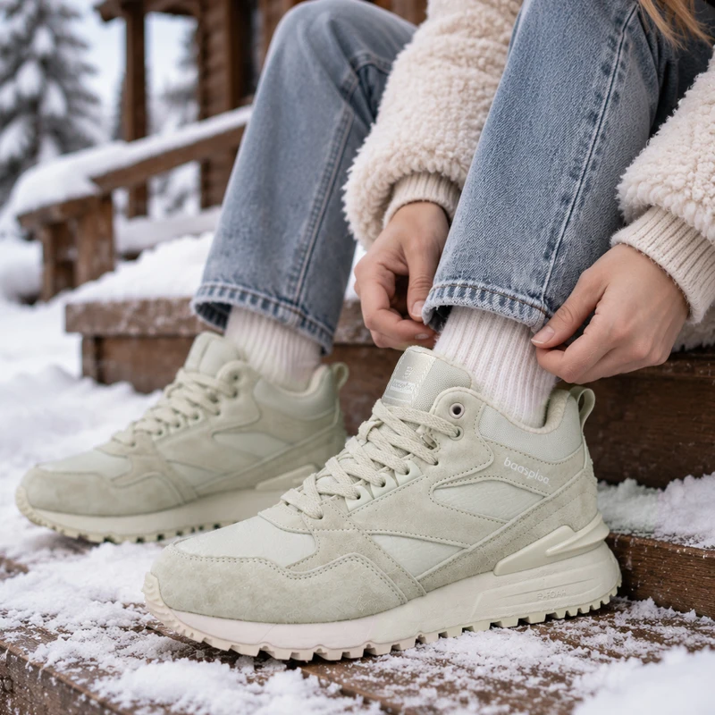 Baasploa Women Leather Boots Winter Plush Warm Anti Splash Water Cotton Walking Shoes Women Comfort Ankle Snow Boots Non-Slip